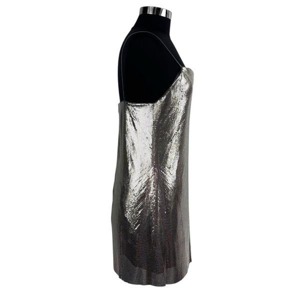 ALICE AND OLIVIA HARMONY ANTIQUE SILVER CHAINMAIL ALUMINUM TANK MINI PARTY DRESS - Picture 7 of 17